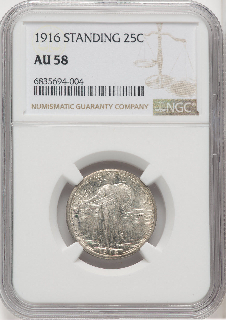 1916 25C Standing Liberty Standing Liberty Quarter NGC AU58