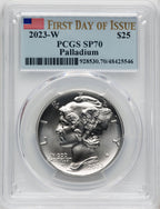 2023-W Burnished Palladium Eagle 1 oz FDI Flag PCGS MS70 (764808014)