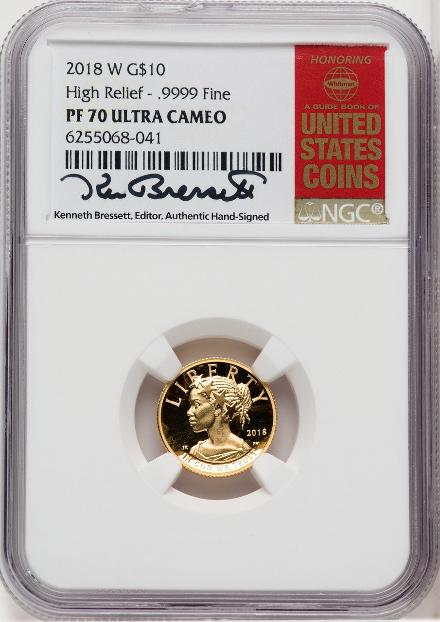 2018-W $10 American Liberty High Relief Kenneth Bressett Red Book NGC PF70