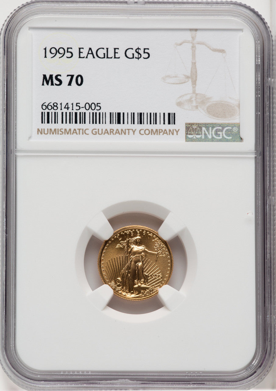 1995 $5 Tenth-Ounce Gold Eagle Brown Label NGC MS70 (768383001)