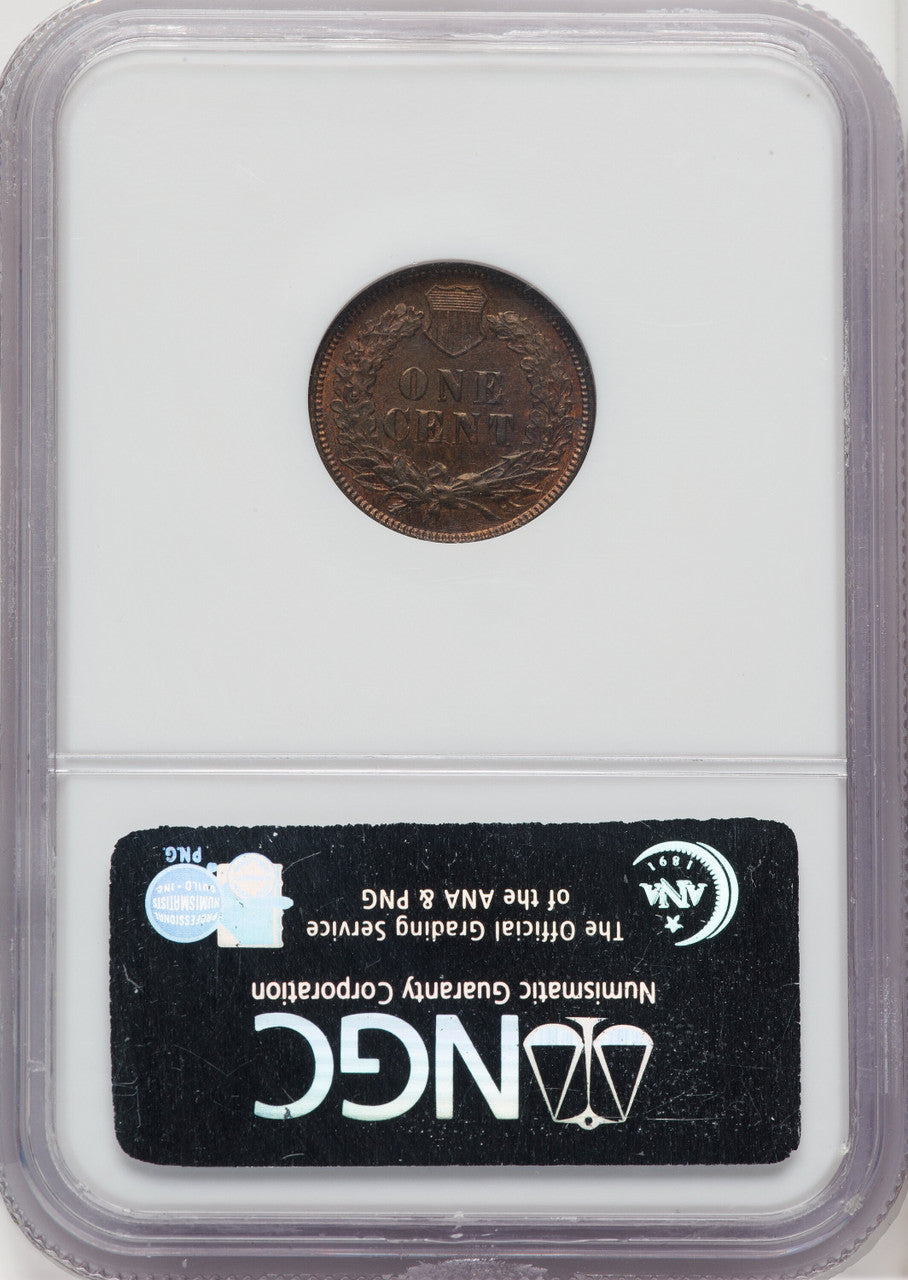 1876 1C BN CAC Indian Cent NGC MS65