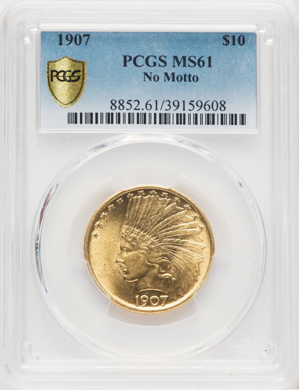 1907 $10 No Motto Indian Eagle PCGS MS61