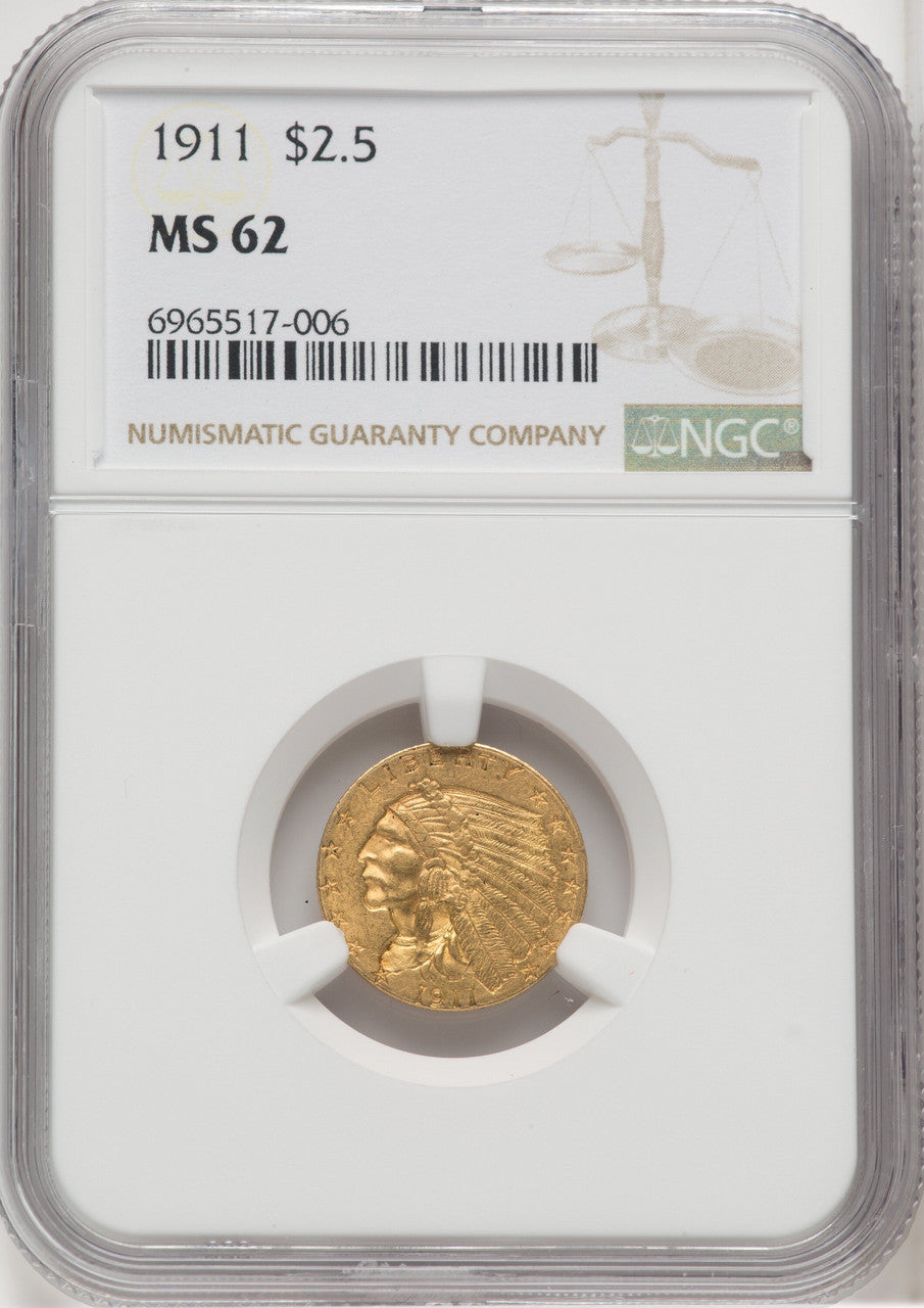 1911 $2.50 Indian Quarter Eagle NGC MS62 (768282011)