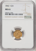 1862 G$1 Gold Dollar NGC MS61 (768282010)