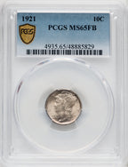 1921 10C FB Mercury Dime PCGS MS65