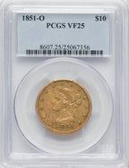 1851-O $10 Liberty Eagle PCGS VF25