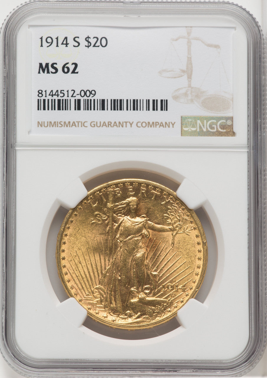 1914-S $20 Saint-Gaudens Double Eagle NGC MS62 (571958084)