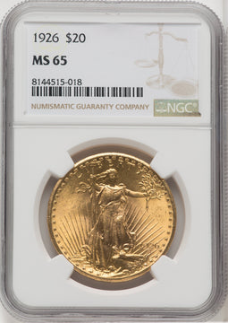 1926 $20 Saint-Gaudens Double Eagle NGC MS65