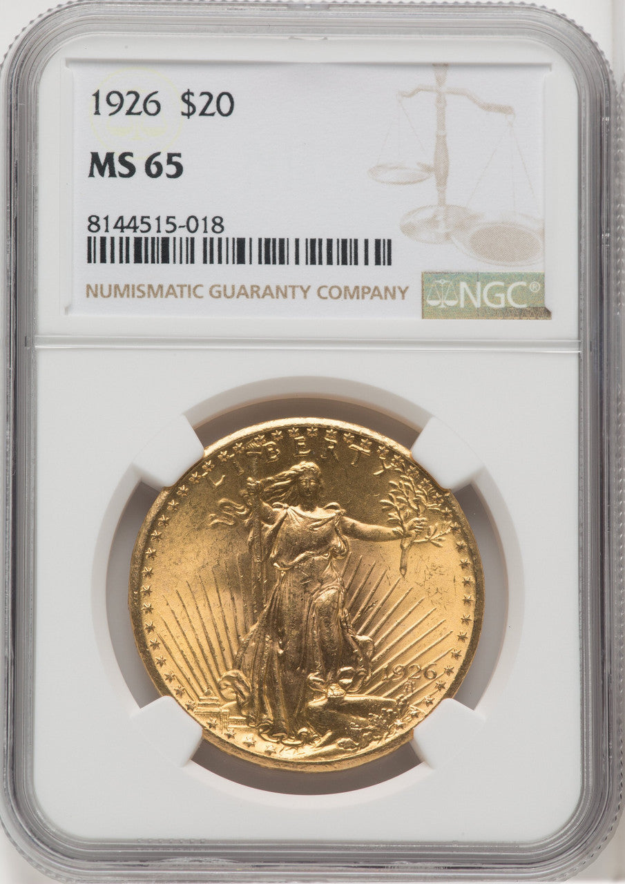 1926 $20 Saint-Gaudens Double Eagle NGC MS65
