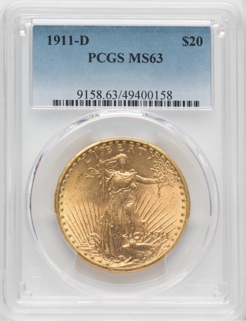 1911-D $20 Saint-Gaudens Double Eagle PCGS MS63 (767947022)
