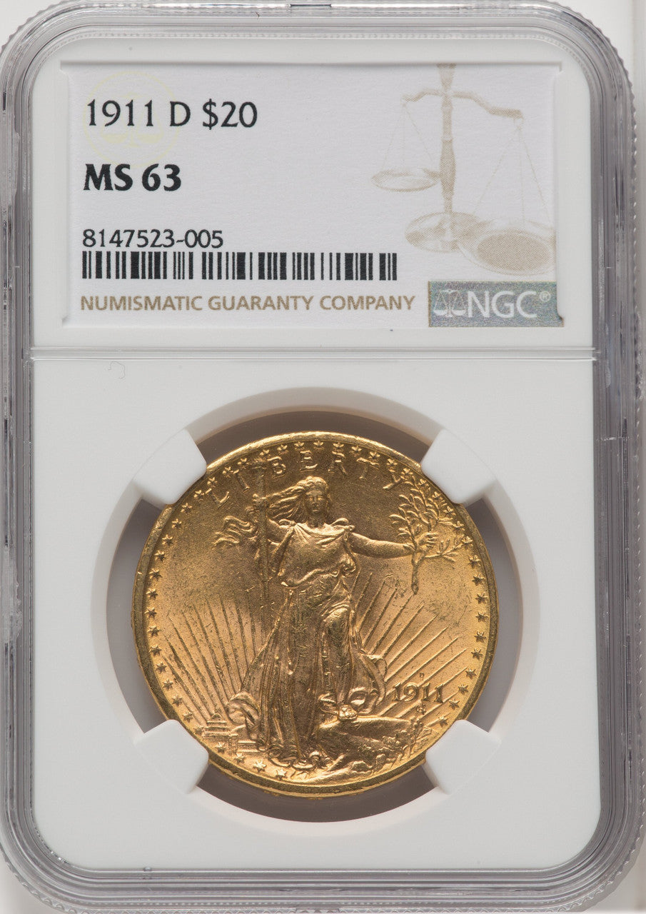 1911-D $20 Saint-Gaudens Double Eagle NGC MS63 (171410079)
