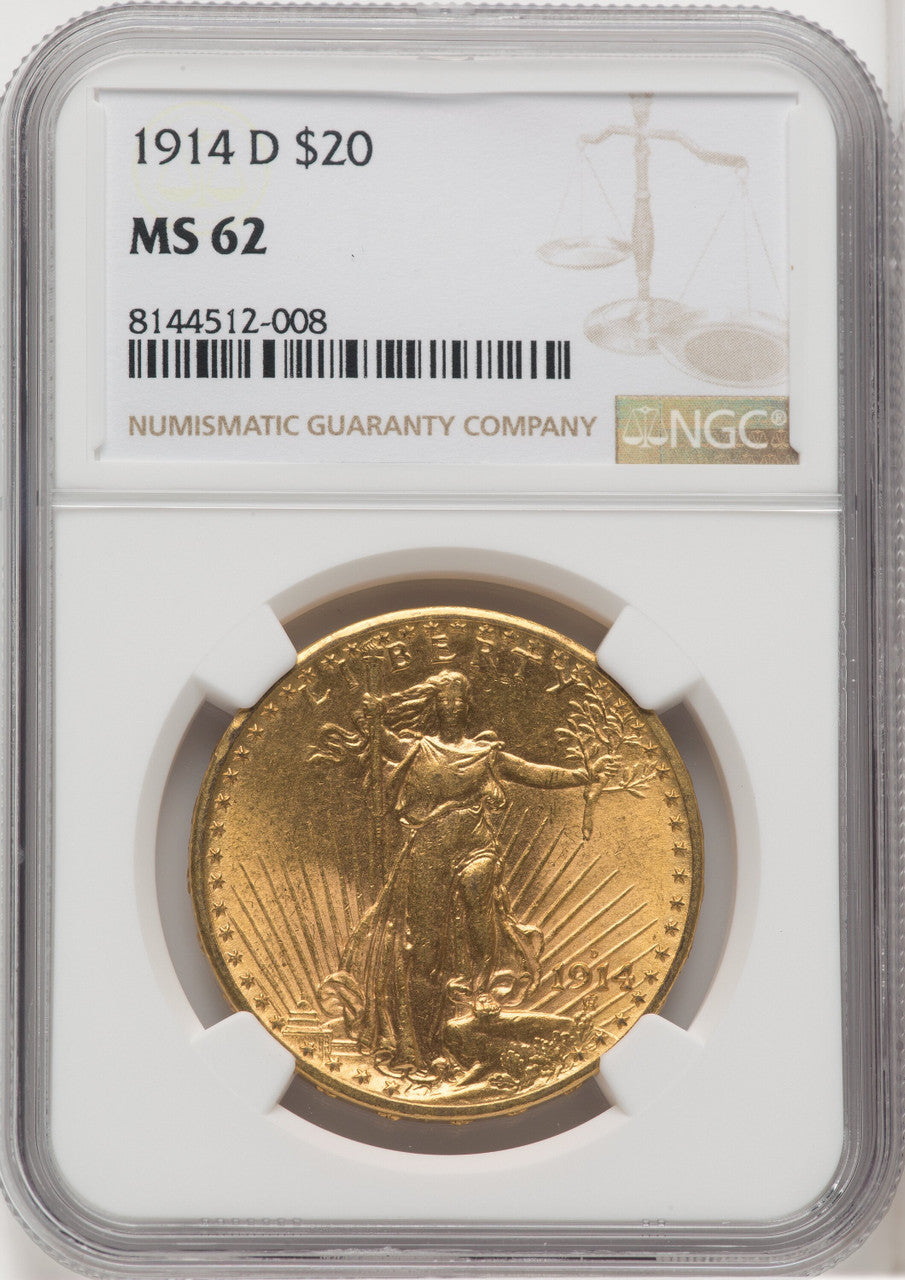 1914-D $20 Saint-Gaudens Double Eagle NGC MS62 (571958079)