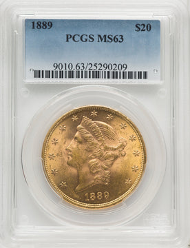 1889 $20 Liberty Double Eagle PCGS MS63