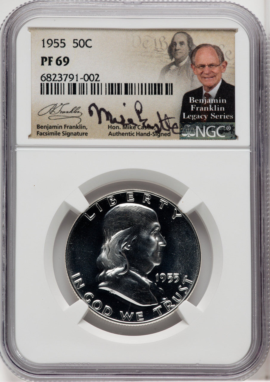 1955 50C Mike Castle Franklin Series Proof Franklin Half Dollar NGC PR69 (764072017)