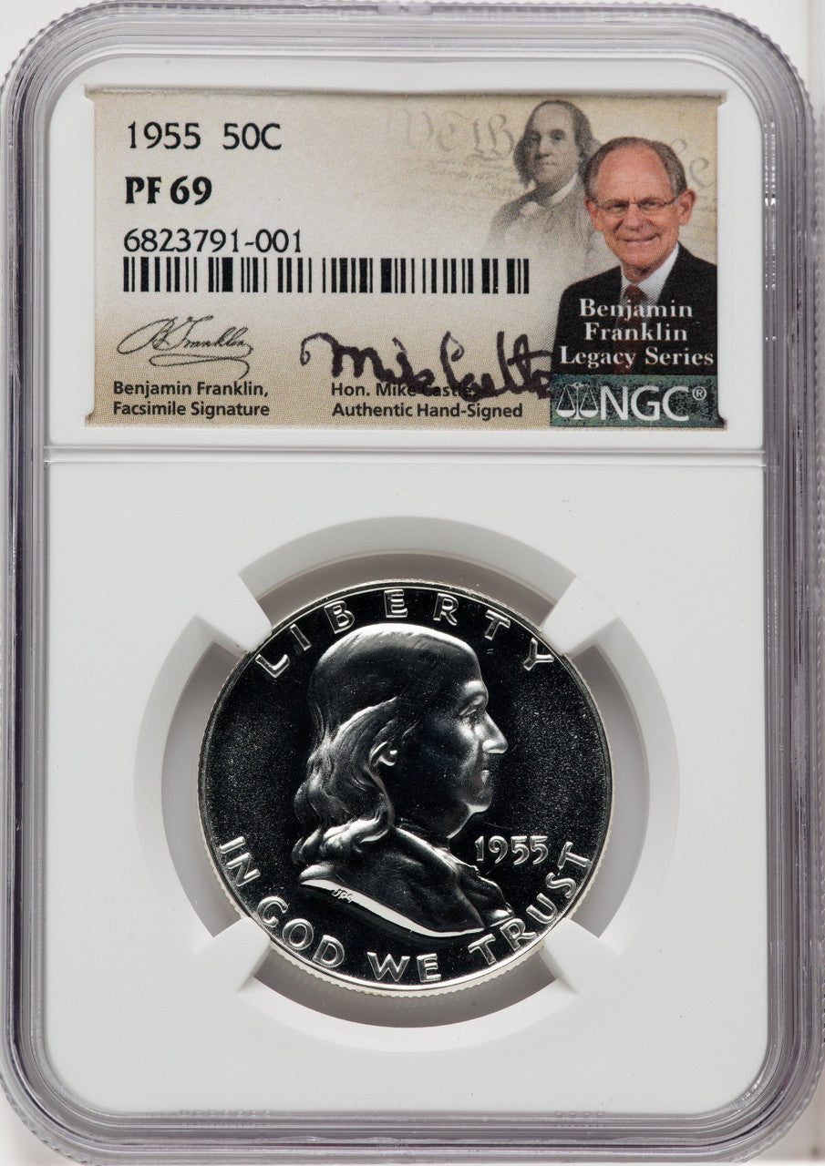 1955 50C Mike Castle Franklin Series Proof Franklin Half Dollar NGC PR69