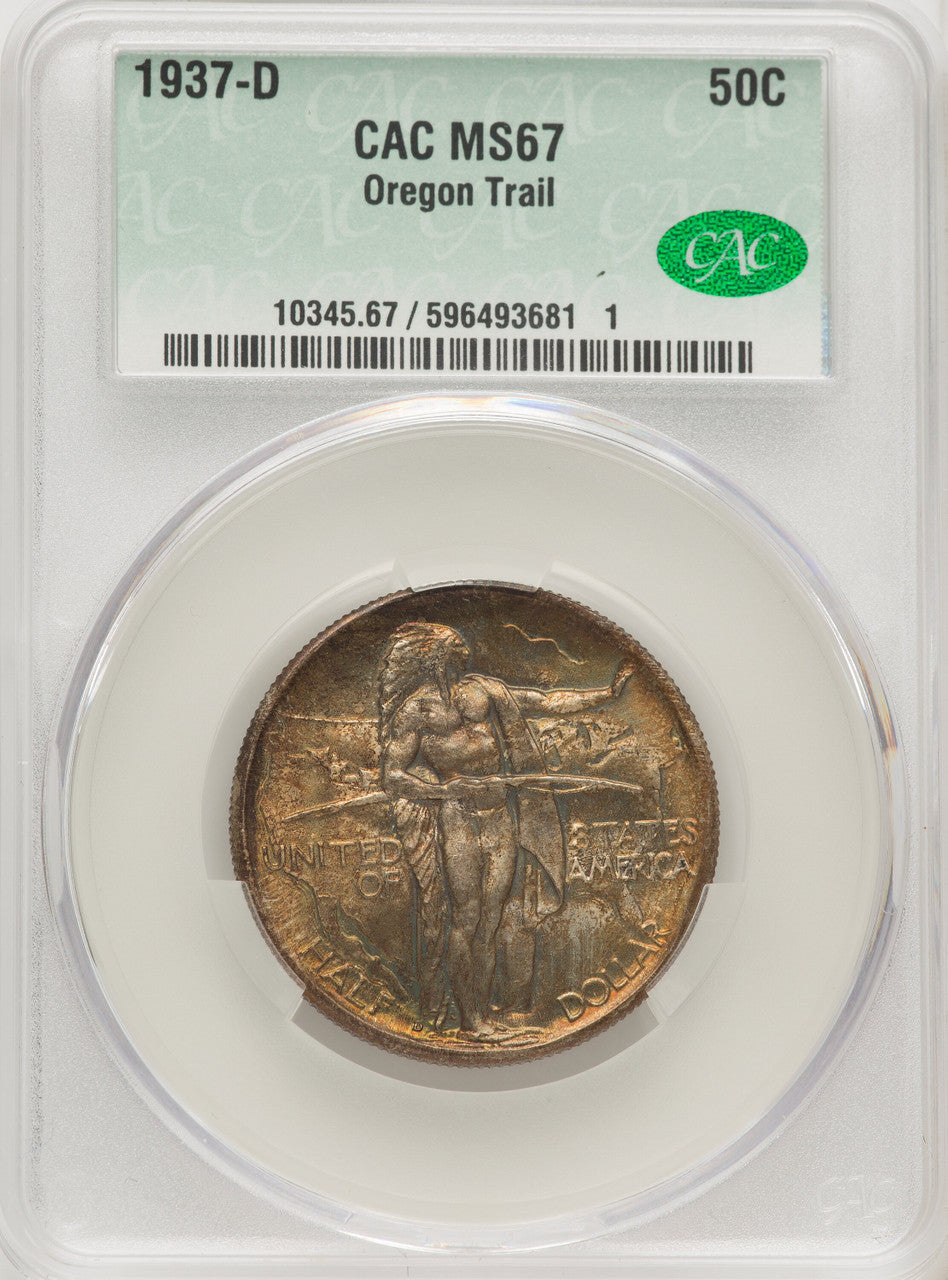 1937-D 50C Oregon Commemorative Silver CACG MS67