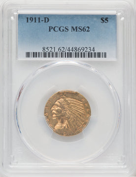 1911-D $5 Blue Gradient Indian Half Eagle PCGS MS62