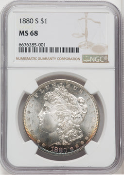 1880-S $1 Brown Label Morgan Dollar NGC MS68
