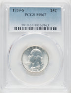 1939-S 25C Washington Quarter PCGS MS67