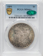 1891 $1 CAC Morgan Dollar PCGS MS64+