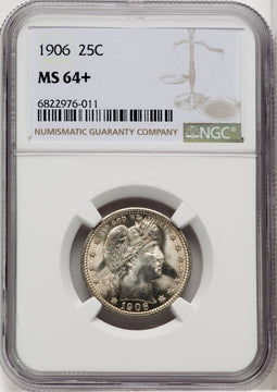 1906 25C Barber Quarter NGC MS64+