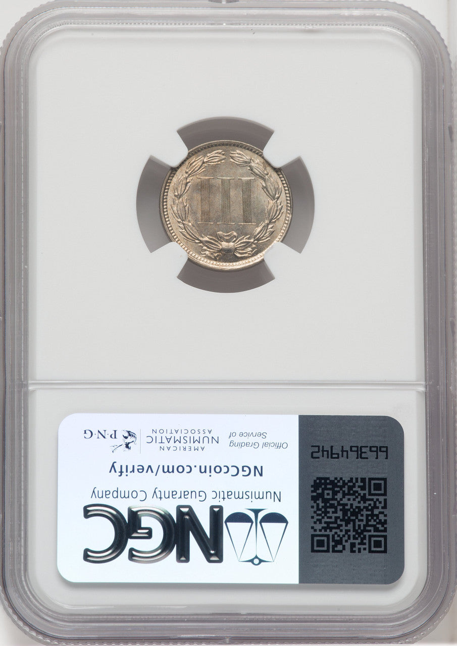 1871 3CN Three Cent Nickel NGC MS65