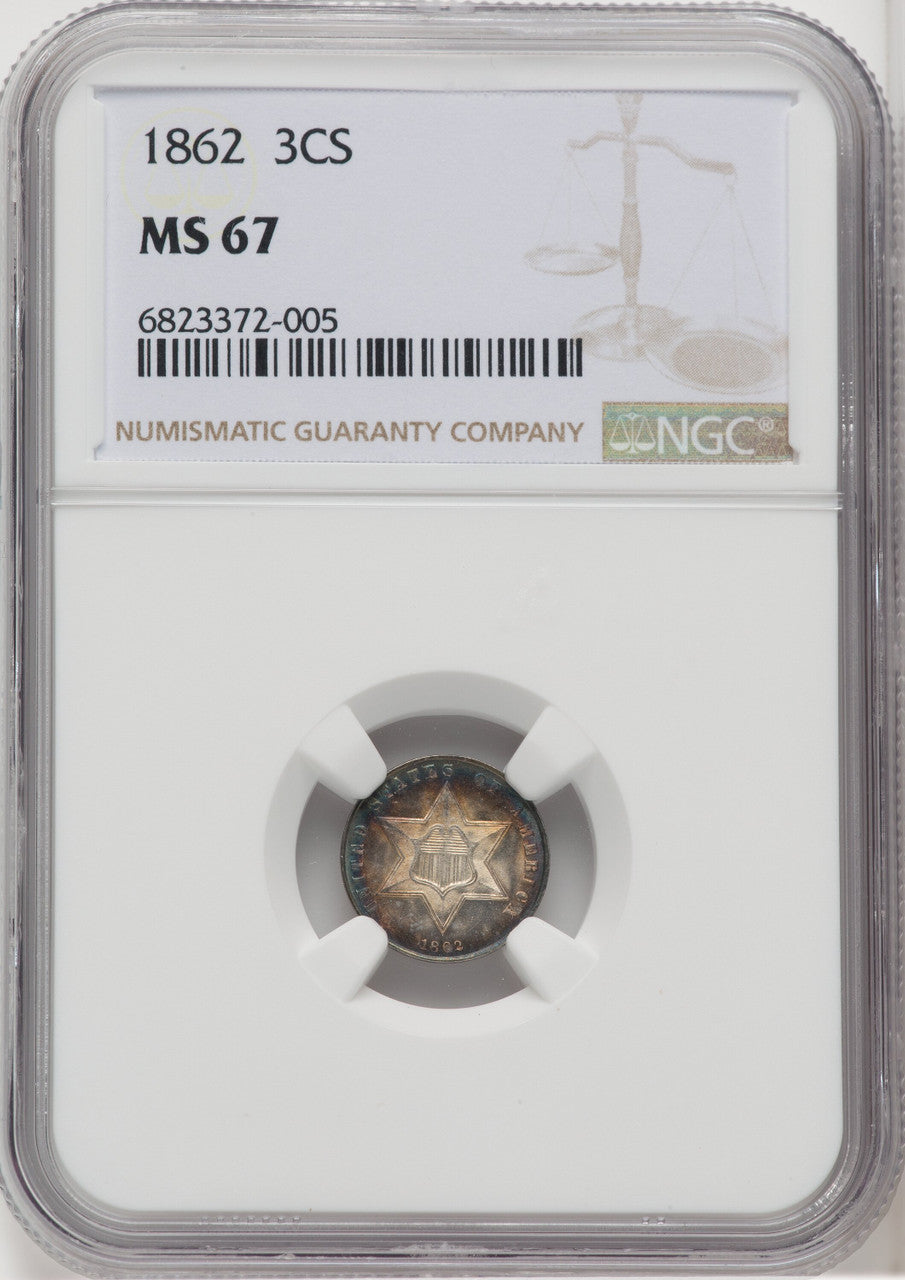 1862 3CS Three Cent Silver NGC MS67