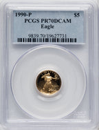 1990-P $5 Tenth-Ounce Gold Eagle Blue Gradient PCGS PR70