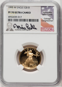1995-W $10 Quarter-Ounce Gold Eagle Mike Castle NGC PF70