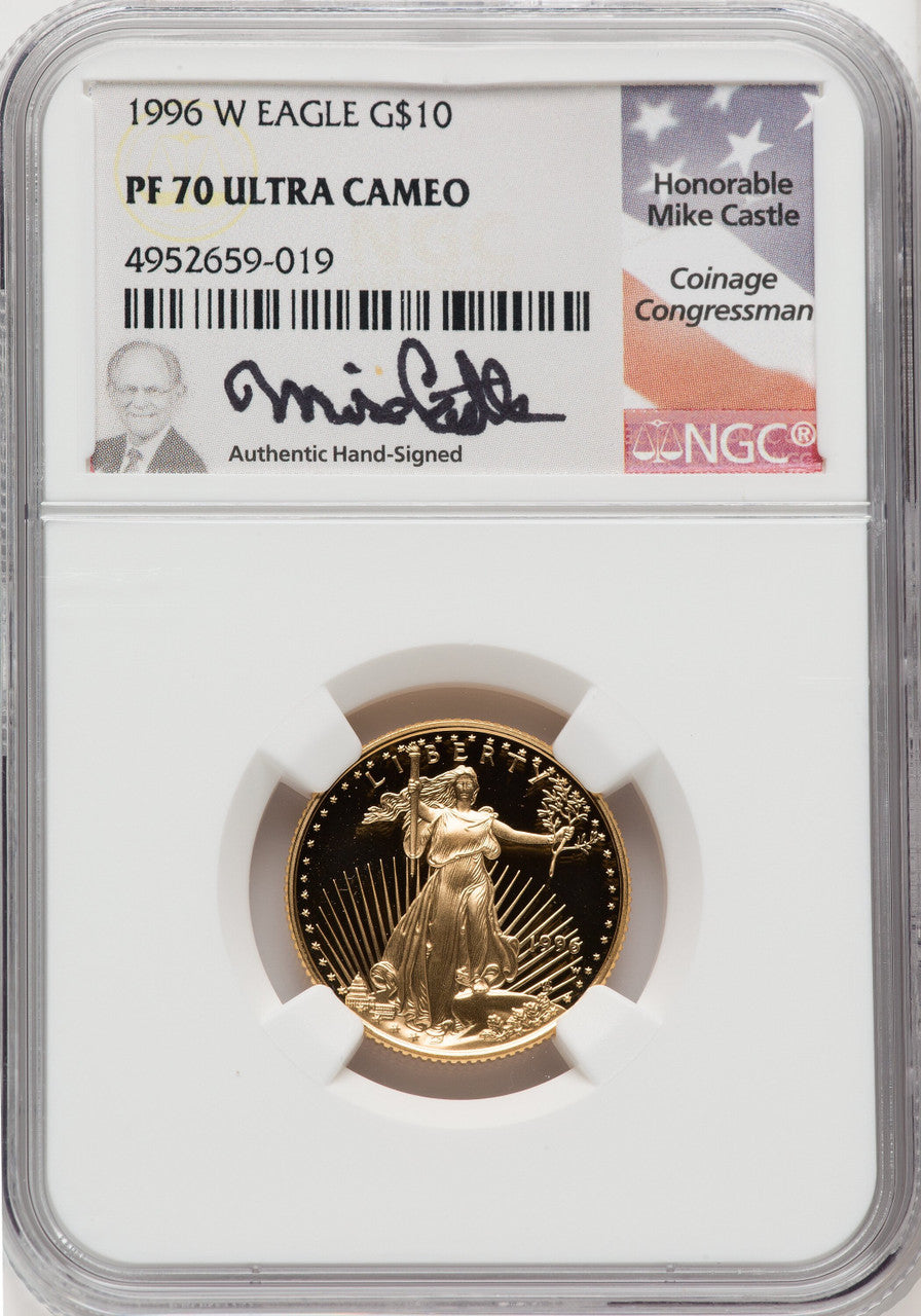 1996-W $10 Quarter-Ounce Gold Eagle Mike Castle NGC PF70
