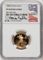 1998-W $10 Quarter-Ounce Gold Eagle Mike Castle NGC PF70