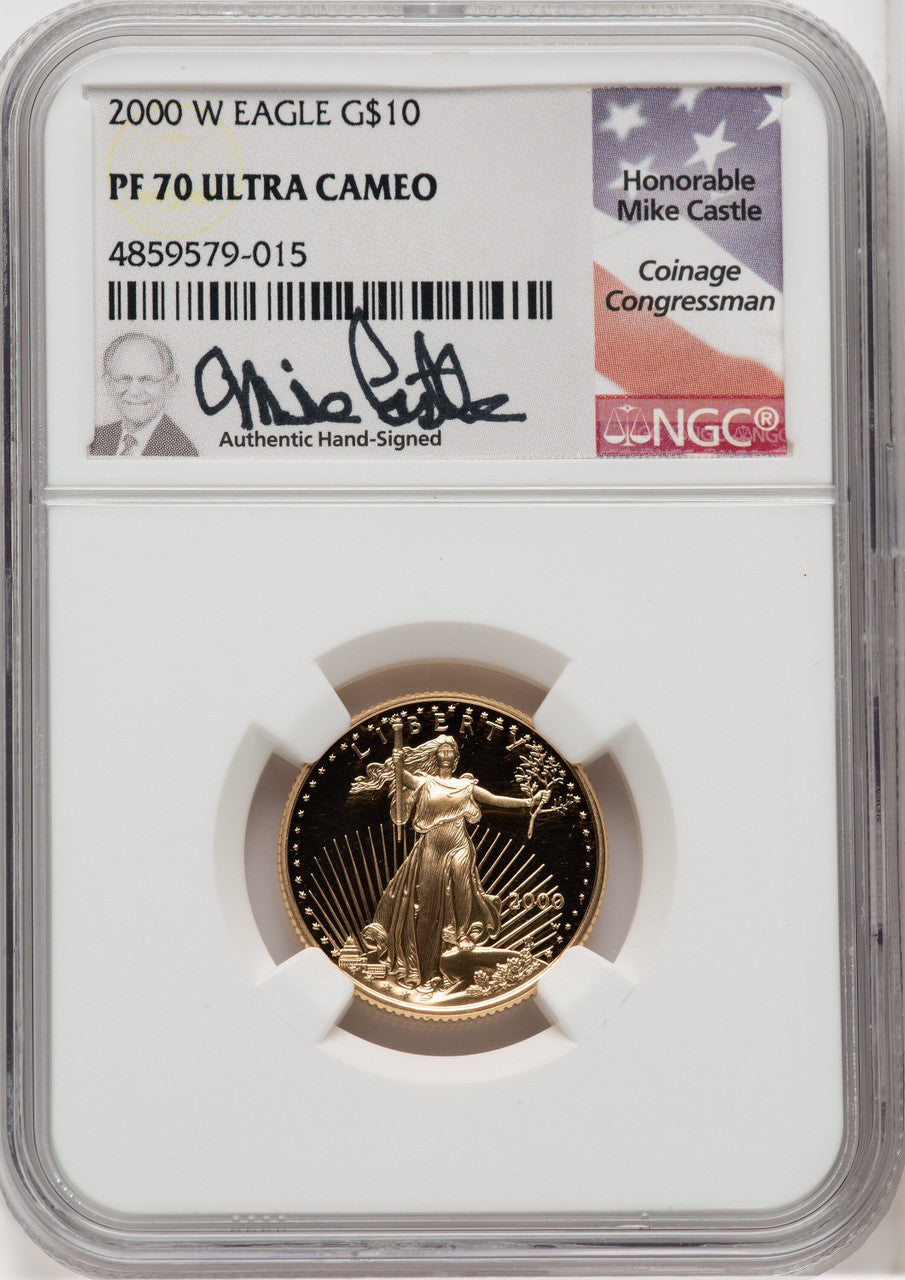 2000-W $10 Quarter-Ounce Gold Eagle Mike Castle NGC PF70