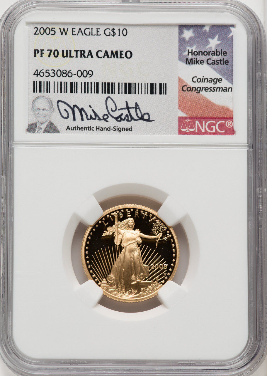 2005-W $10 Quarter-Ounce Gold Eagle Mike Castle NGC PF70