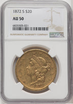 1872-S $20 Liberty Double Eagle NGC AU50 (767286029)