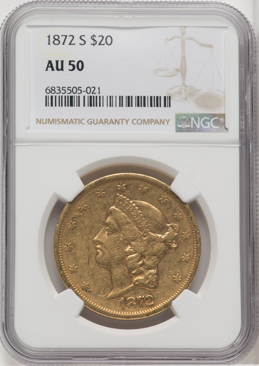 1872-S $20 Liberty Double Eagle NGC AU50 (767286029)