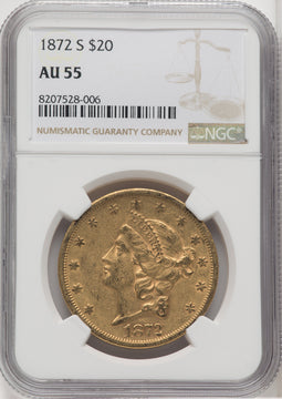 1872-S $20 Liberty Double Eagle NGC AU55 (504872002)