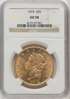 1874 $20 Liberty Double Eagle NGC AU58 (767633004)