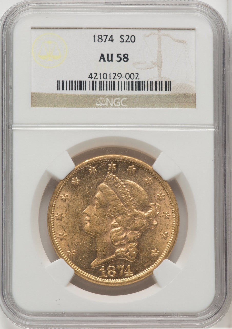 1874 $20 Liberty Double Eagle NGC AU58 (767633004)