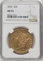 1876 $20 Liberty Double Eagle NGC AU55 (174003039)