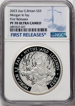 2023 2oz G.Britain Morgan Le Fay Silver Coin NGC PF70UCAM