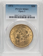 1873 $20 OPEN 3 Liberty Double Eagle PCGS MS61 (767292011)