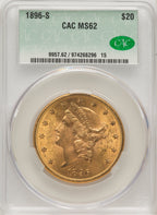 1896-S $20 Liberty Double Eagle CACG MS62 (572032045)