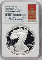 2021-W S$1 Silver Eagle Type Two PRDC Kenneth Bressett Red Book NGC PF70 (516841188)