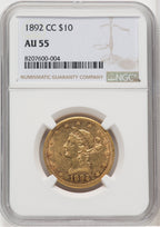 1892-CC $10 Liberty Eagle NGC AU55