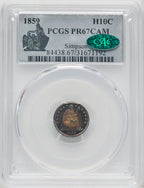 1859 H10C CA CAC Proof Seated Half Dime PCGS PR67
