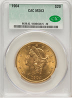 1904 $20 Liberty Liberty Double Eagle CACG MS63
