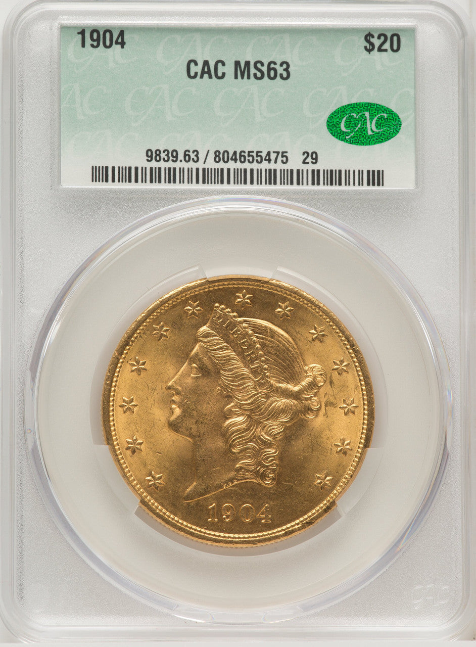 1904 $20 Liberty Liberty Double Eagle CACG MS63