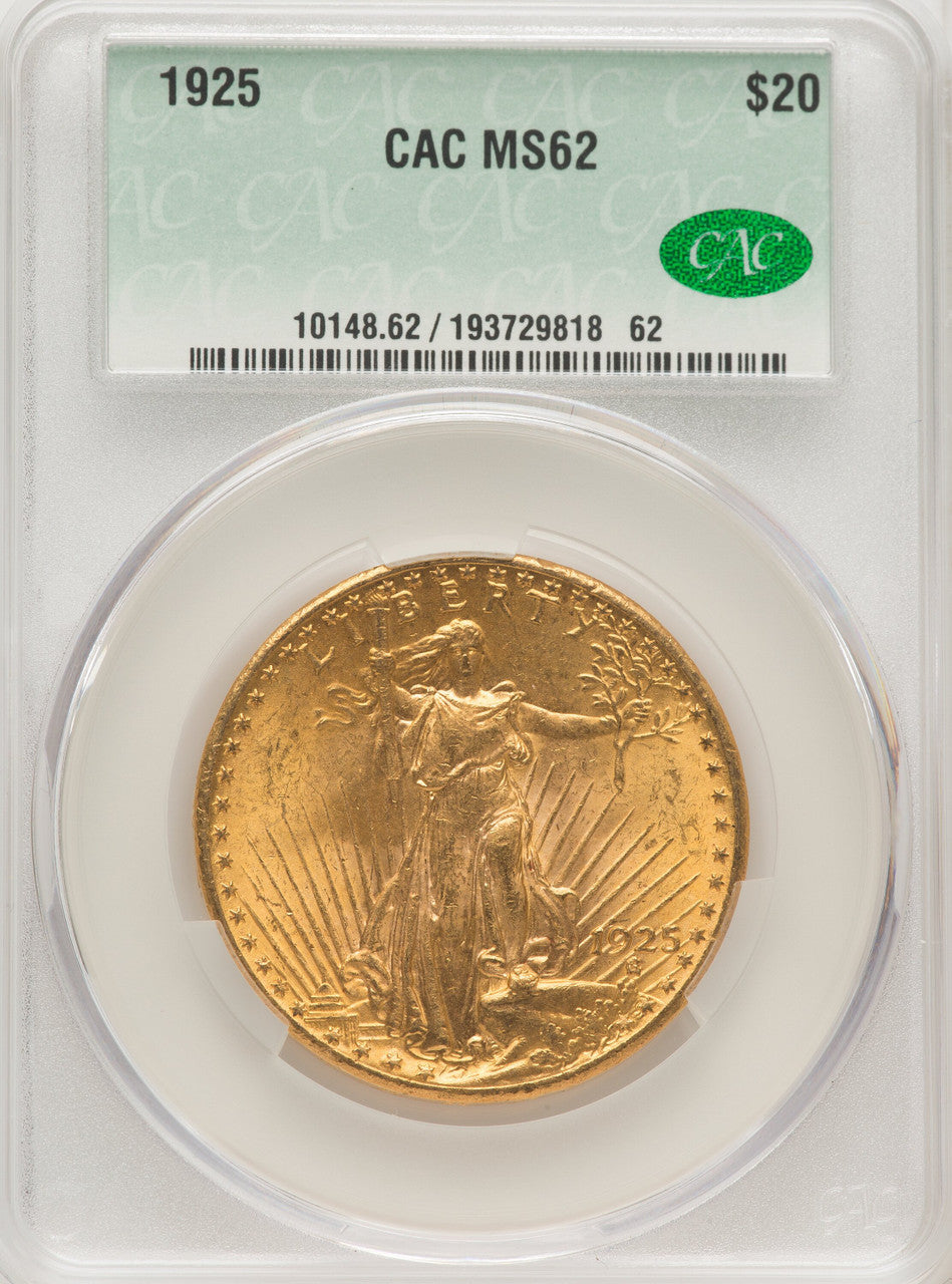 1925 $20 Saint-Gaudens Double Eagle CACG MS62