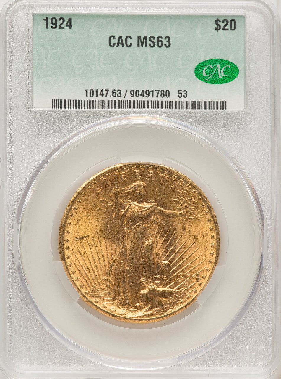 1924 $20 Saint Saint-Gaudens Double Eagle CACG MS63
