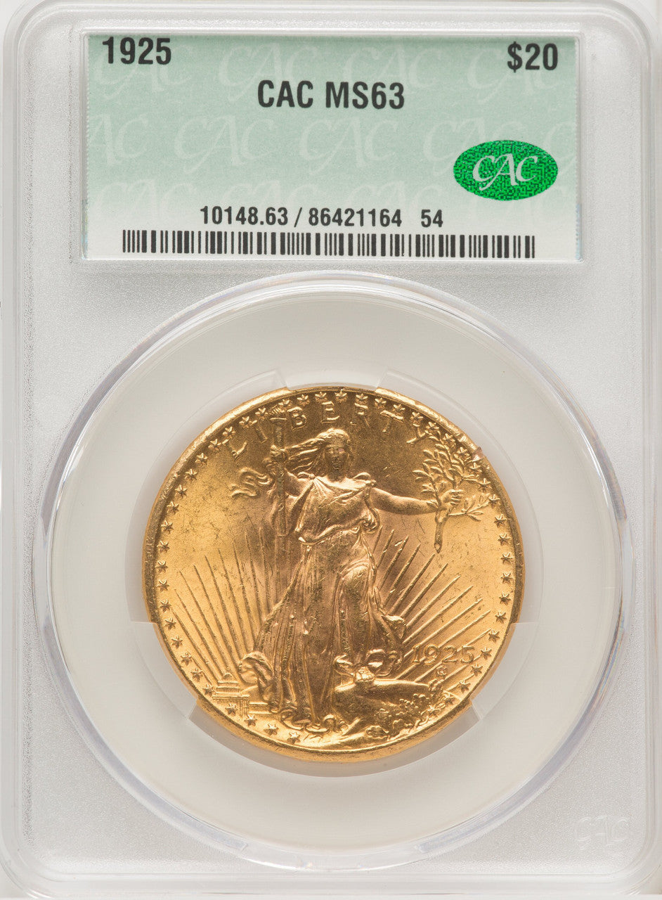 1925 $20 Saint-Gaudens Double Eagle CACG MS63